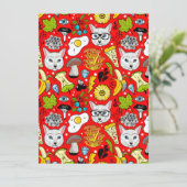 Katze und Ei in Rot Einladung (Stehend Vorderseite)