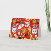 Katze und Ei in Rot Einladung (Rückseite)
