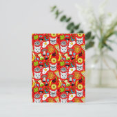 Katze und Ei in Rot Einladung (Stehend Vorderseite)