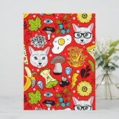 Katze und Ei in Rot Einladung (Stehend Vorderseite)