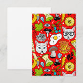 Katze und Ei in Rot Einladung (Vorne/Hinten)