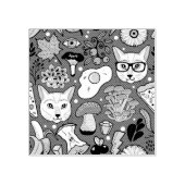 Katze und Ei in Rot Gummistempel (Prägung)