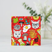 Katze und Ei in Rot Karte (Stehend Vorderseite)