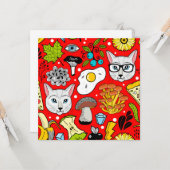 Katze und Ei in Rot Karte (Vorderseite/Rückseite Beispiel)