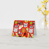 Katze und Ei in Rot Karte (Gelbe Blume)