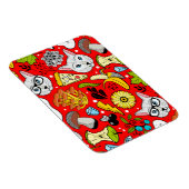 Katze und Ei in Rot Magnet (Rechte Seite)