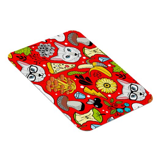 Katze und Ei in Rot Magnet (Rechte Seite)