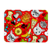 Katze und Ei in Rot Magnet (Horizontal)