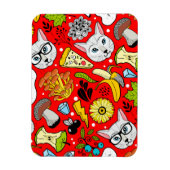 Katze und Ei in Rot Magnet (Vertikal)