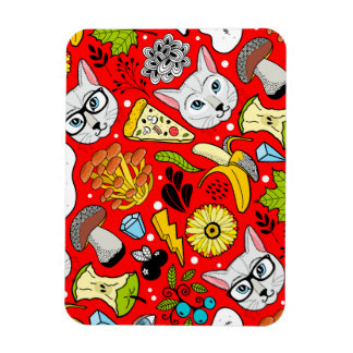 Katze und Ei in Rot Magnet