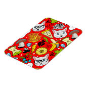 Katze und Ei in Rot Magnet (Linke Seite)