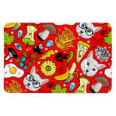 Katze und Ei in Rot Magnet (Horizontal)