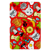 Katze und Ei in Rot Magnet (Vertikal)