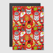 Katze und Ei in Rot Magneteinladung (Vorne/Hinten)