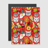 Katze und Ei in Rot Magneteinladung (Vorne/Hinten)