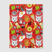 Katze und Ei in Rot Magneteinladung (Vorderseite)