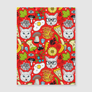Katze und Ei in Rot Magneteinladung