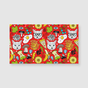 Katze und Ei in Rot Magnetkarte