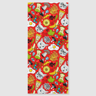 Katze und Ei in Rot Magnetkarte