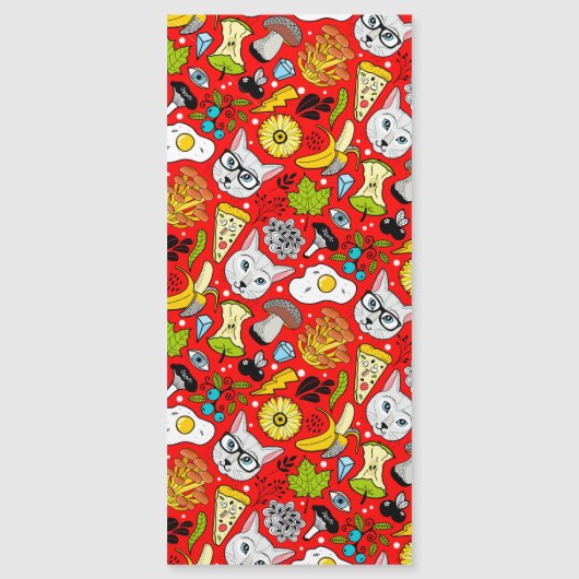 Katze und Ei in Rot Magnetkarte (Vorderseite)