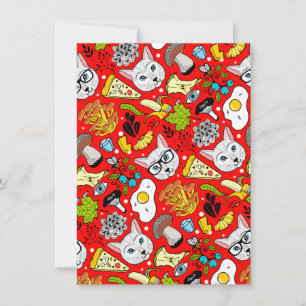 Katze und Ei in Rot Mitteilungskarte