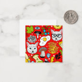 Katze und Ei in Rot Mitteilungskarte (Vorderseite/Rückseite Beispiel)