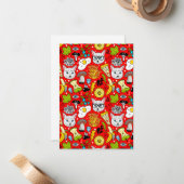 Katze und Ei in Rot Mitteilungskarte (Vorderseite/Rückseite Beispiel)