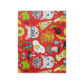 Katze und Ei in Rot Notizblock (Rotiert)