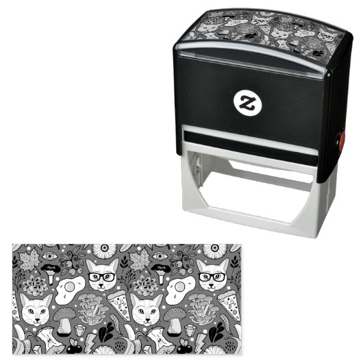 Katze und Ei in Rot Permastempel (Beispiel)