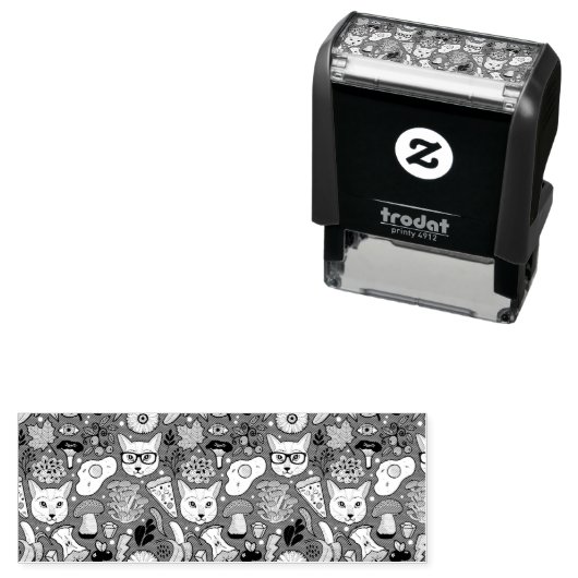 Katze und Ei in Rot Permastempel (Beispiel)