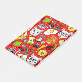 Katze und Ei in Rot Post-it Klebezettel (angewinkelt)