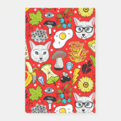 Katze und Ei in Rot Post-it Klebezettel (Vorderseite)