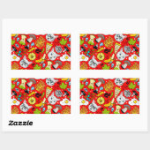 Katze und Ei in Rot Rechteckiger Aufkleber (Blatt)