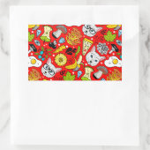 Katze und Ei in Rot Rechteckiger Aufkleber (Tasche)