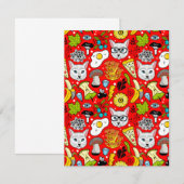 Katze und Ei in Rot RSVP Karte (Vorne/Hinten)