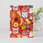 Katze und Ei in Rot Save The Date (Stehend Vorderseite)