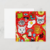 Katze und Ei in Rot Save The Date (Vorne/Hinten)