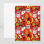 Katze und Ei in Rot Save The Date (Vorne/Hinten)