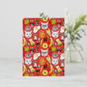 Katze und Ei in Rot Save The Date (Stehend Vorderseite)