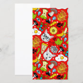 Katze und Ei in Rot Save The Date (Vorne/Hinten)