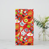 Katze und Ei in Rot Save The Date (Stehend Vorderseite)