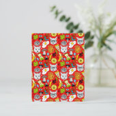 Katze und Ei in Rot Save The Date (Stehend Vorderseite)