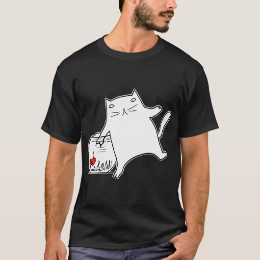 Katze und ein Fisch T-Shirt (Vorderseite)