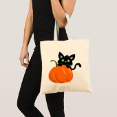Katze und eine Pumpkin-Tote-Tasche Tragetasche (Vorderseite (Produkt))