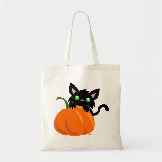 Katze und eine Pumpkin-Tote-Tasche Tragetasche (Vorne)