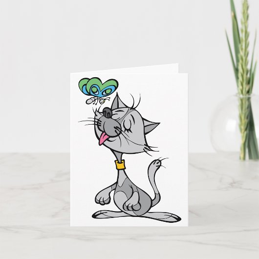 Katze und eine Schmetterlingsblume Mitteilungskart Karte