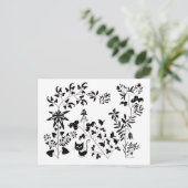 Katze und Eule Postkarte (Stehend Vorderseite)