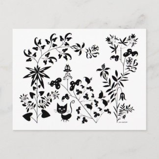 Katze und Eule Postkarte