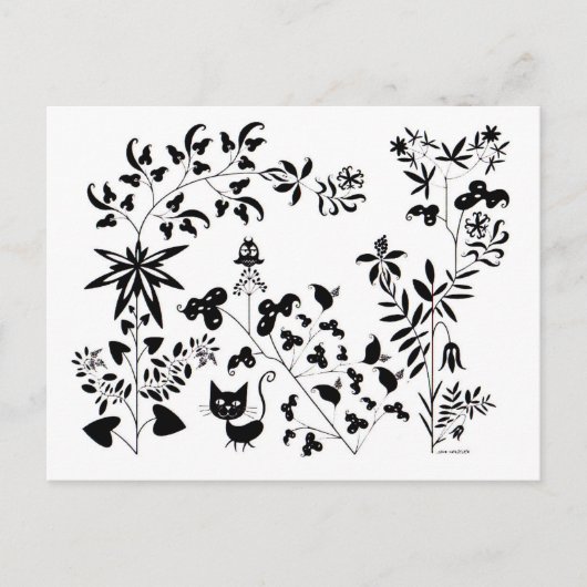Katze und Eule Postkarte (Vorderseite)