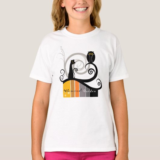 Katze und Eule T-Shirt (Vorderseite)